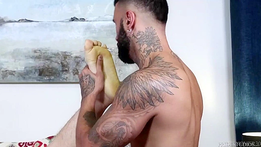 Sweaty Muscles Ignite Steamy Gay Encounter After Intense Massage - Rikk Angel 30+