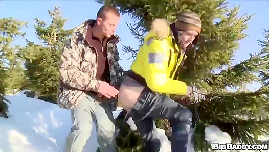 Winter Wonderland Threesome: European Playground for Naked Gay Sex
