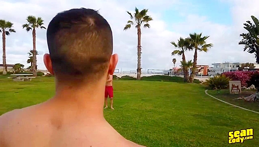 Sun-Kissed Bareback Beach Brawl: Randy Ayden Takes Sean Codys Raw Dickedness Under the