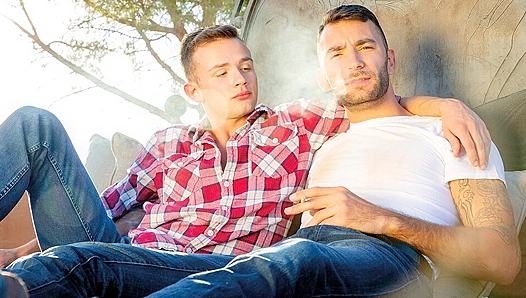 Logan Cross Brian Adams Ignite Passion in Raw Rooftop Threeway – Falcon Studios