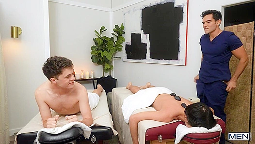 Massaging into Overdrive: Damian Takes Troyes Huge Cock Deep in His Tight Hole