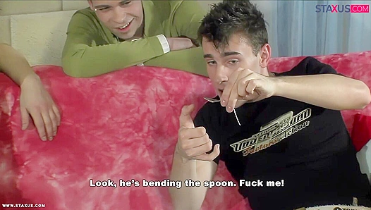 Triple Orgy Delight: Three Horny Twinks Drenched in Thick Spunk After Wild Threesome Romp