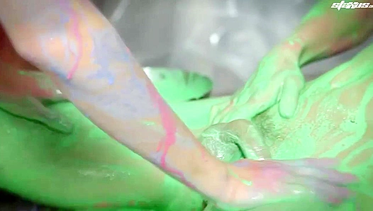 Connor Levi Jesse Magowan Paint Each Other in Spurts of Hot Gay Cum – GayXXX