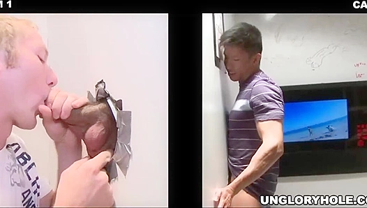 Travis West Seduces Jessie Lee for a Slick, Steamy Glory Hole Throat Workout at GayPornXXX