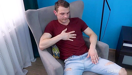 Silent Thrusts: Alex Kirs Unbridled Hand Job in the Plush Armchair