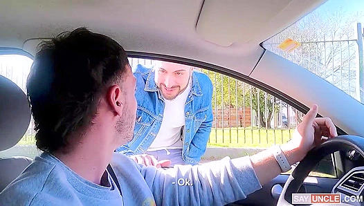 Steamy Alley Hookup: Liam Cox Sucks and Rides Luke Ryders Thick Thighed Cock in Public –