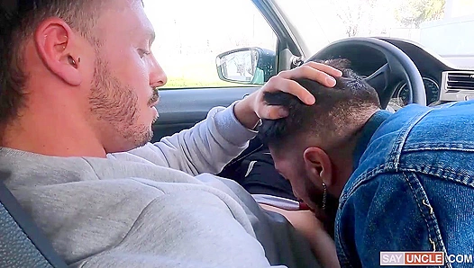 Steamy Alley Hookup: Liam Cox Sucks and Rides Luke Ryders Thick Thighed Cock in Public –