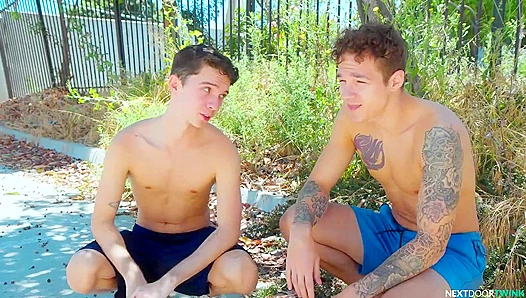 Jayden Sams Ignites Dorm Room Passion in Scorching Twin Frat Boy Threesome