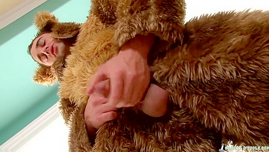 Samuels Bear Clad Cock Bursting Free: Massive Erection Springs From Tight Furry Suit – 18+