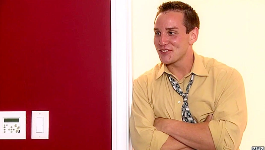 Steamy Office Affair: Dylan Jessies Raw Rear Rampage Behind Red Curtains – GayOfficeHeat
