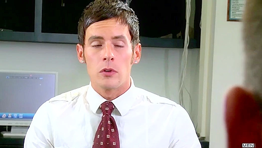 Steamy Office Exam: Tyrs Hung Stud Colleague Gets Thorough Evaluation – GayPornXL 18+