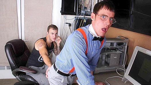 Crisp Collar, Tight Pants: Steamy Office Tryst Ignites Between Cute Nerds on the Couch –