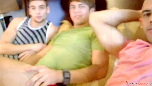 Austin Wildes Hung Stud Session: Two Thirsty Teen Boys Worship His Massive Cock On-Set –