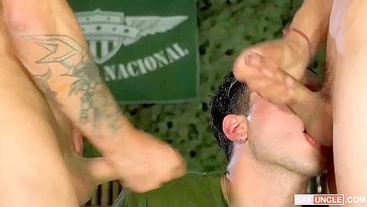 Rodrigo El Santos Thick Drill Pounds Deep into Eric Deens Hung Military Hole