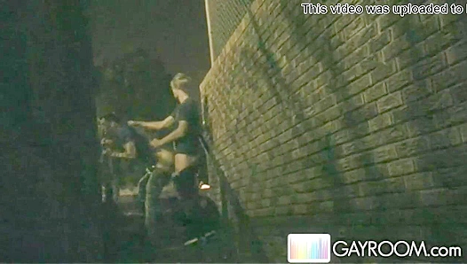 Dylans Alley Encounter: Thirsty Boy Sucks Down Steamy Cum-Filled Cock – GayXXX