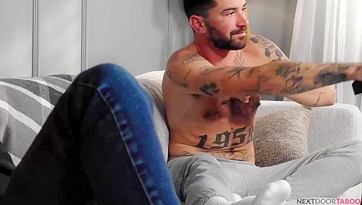Neighboring Lust Ignites: Chris Takes Trevor Deep as Passion Flares in Steamy Missionary