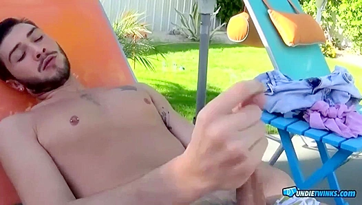 Justins Handsome Thighs Framed His Huge Unsheathed Cock As He Leisurely Masturbated –