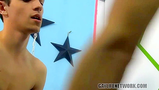 Riding Gios Huge Beef: Conner Enjoys Every Inch of Thick, Oily Cock Inside Him
