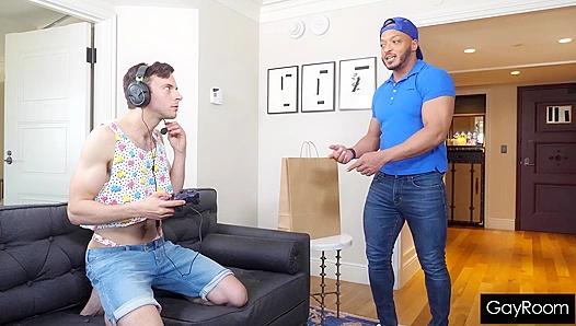 Steamy Thirst Fulfilled: Gamer Twink Submits to Hung Delivery Guys Lustful Needs