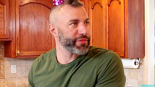 Caterers Charm Transforms Grumpy Stepdad into a Moaning Cockslut for Steamy Gay Threeway