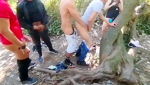 Woodland Orgy: Two Beefy Boys Engage in Intense Deepthroat Fuck Fest – 18+