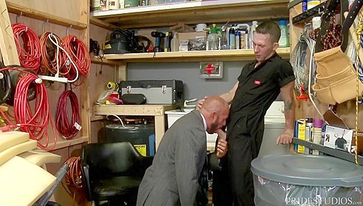 Forbidden Fling in the Supply Room: Two Mature Dudes Ignite Passion Amidst Broom Handles