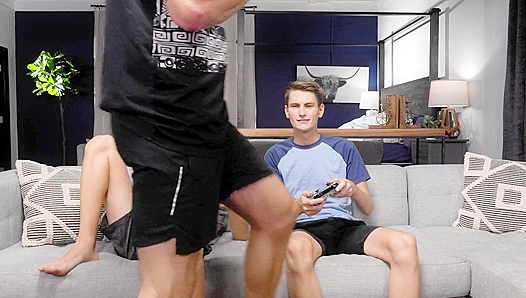 Steamy Threesome Frenzy: Neighbors Damien Jack Join Ripped Stud Trevor for Twink