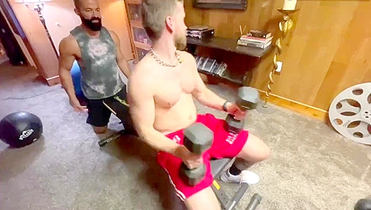 Musky Glorious Orgasms: Pumped Studs Sweat-Filled Squats End in Cumming Glory –