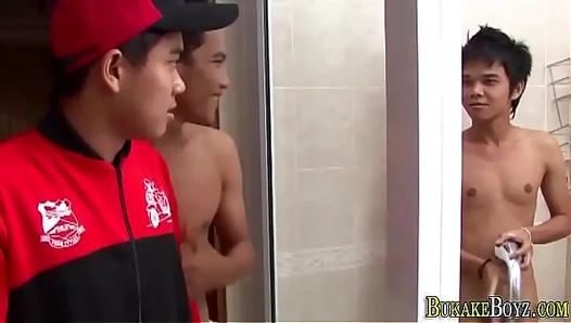 Asian Boys First Time: Thick Cream Paints Fresh Face After Intense Throated Fuck -18+
