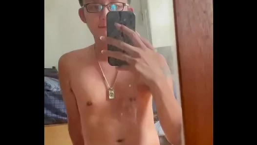 Young Asian Boys Hands-On Adventure: Solo Masturbation Mirrors Steamy Reflection