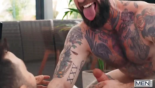 Steamy Bareback Threesome: Troy Johns Raw, Rugged Fuck Session with John Brachalli –