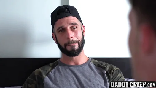 Stepdads Tattooed Thighs Slide Against Twinks Face As He Devours Dads Thick Cock – Raw