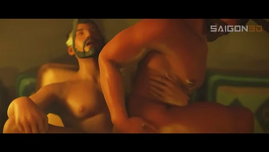 Overwatch 2s Hanzo Gets Stuck in a Steamy Gay Threesome - Explicit 3D Yaoi Porn