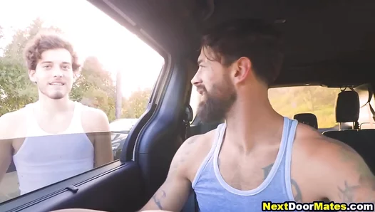 Open Road Orgy: Tattooed Hunk Claims the Hitchhiker for Raw, Thirsty Fuck