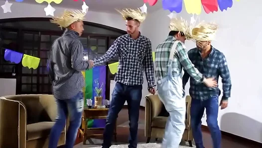 Steamy Suruba Rendezvous Ignites Wild Gay Gangbang Orgy at Vibrant Junina Festival –
