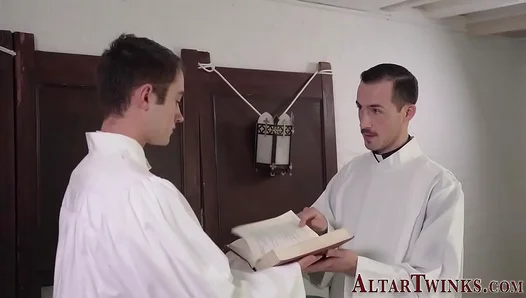 Beneath the Altar, Sinful Devotion: Teenage Boy Sucks Off Priests Holy Member in Secret