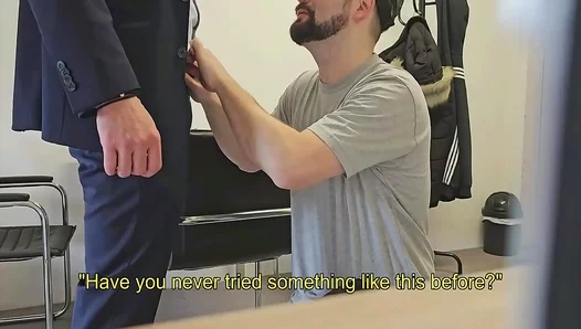 Insurance Agents Thrilling First-Time Blowbang with a Hung, Sweaty Client – GayPornX