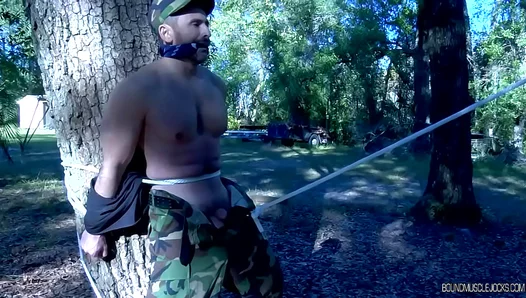 Tyler Dukes Wild Bondage Escapade: Raw BDSM Play in Nature with Two Gagged, Chained