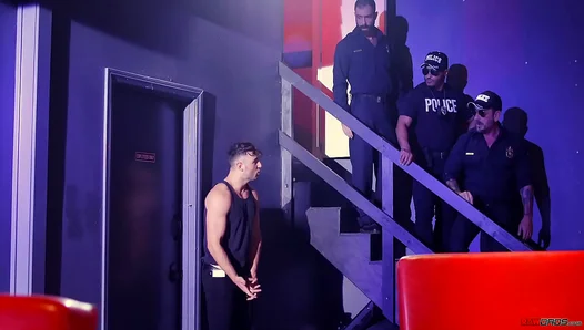 Steamy Double Penetration: Hot Cops Overwhelmed by Muscle Hunks Throbbing Cock -