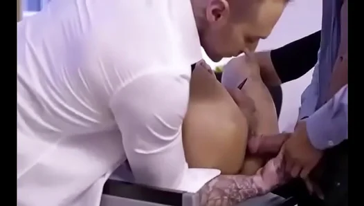 Steamy Office Threesome: Hard, Deep Doggystyle Fuck for 18+ Men