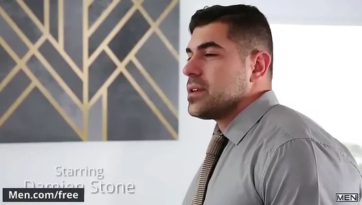 Steamy Office Tryst: Damien Julian Engage in Intense Rear Play Between Ripped Muscles –