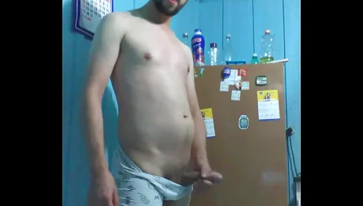 Jacking Off Big in the Kitchen: Steamy Solo Gay Action with a Huge Hard-On
