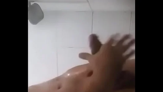 Shower Spank Solo: Relishing Wet, Slick Blowjobs from His Own Hung Body – Gay Amateur