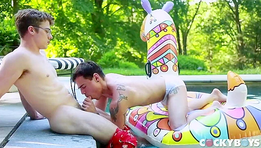 Blake Mitchell Feasts on Levi Karters Poolside Beef - Unleashed Raw Fuck