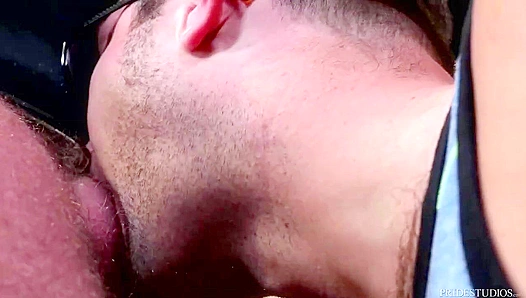 Steamy Sweat-Slicked Throat Fucks: Jay Donahues Mouth Stretched by Jacob Woods Huge Cock