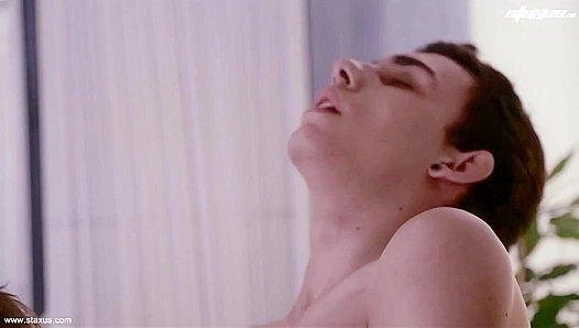 Milan Sharps Powerful Thrusts Overwhelm Oscar Hart as He Gets Face-Fucked and Drenched in