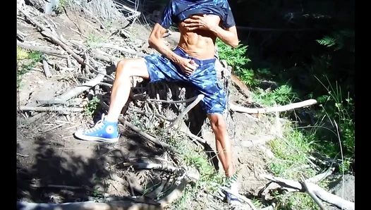 Solo Nights Under Stars: Shirtless Men Pleasuring Themselves Raw Outdoors