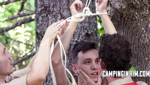 Wild Woods Whipping: Rough-Camp Mates Force Deep Gay Threesome Pounding – 18+