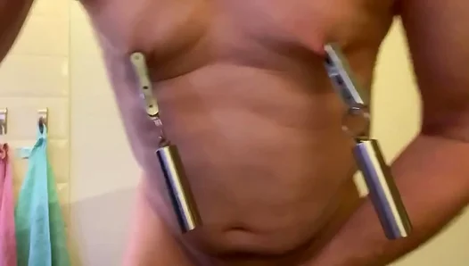 Ignited Desire: Nipple Clamps Fuel His Solo Kink Rampage – GayPornX 18+