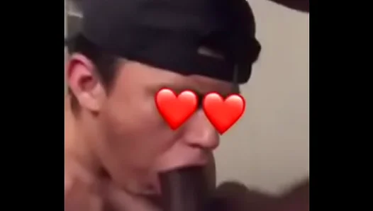 Steamy Throat Worship: Innocent Twink Sucks Huge Black Dick Dry